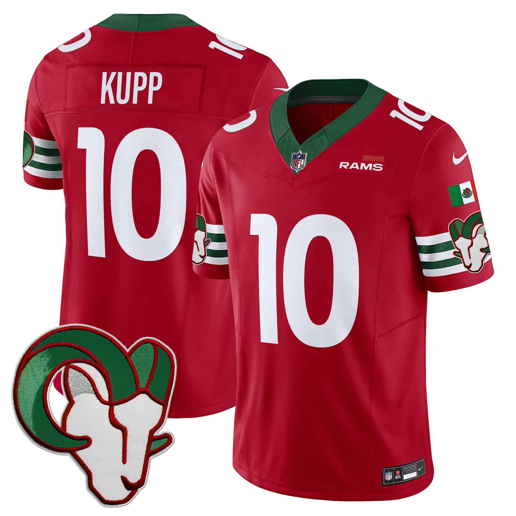Men Los Angeles Rams 10 Kupp Red 2024 Nike Mexico Vapor Limited NFL Jersey style 1